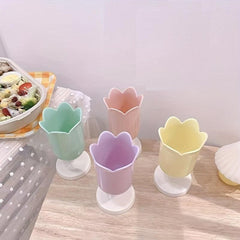 Cute Tulip Pen Holder Heart Shaped Storage Bucket