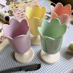 Cute Tulip Pen Holder Heart Shaped Storage Bucket