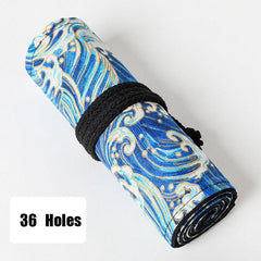 Japanese Style Cotton & Linen Pencil Bag 72 Holes Large Capacity