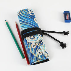 Japanese Style Cotton & Linen Pencil Bag 72 Holes Large Capacity