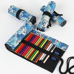 Japanese Style Cotton & Linen Pencil Bag 72 Holes Large Capacity