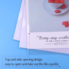 30pcs A4 Document Protection Bags Flat Folder Top & Side Open