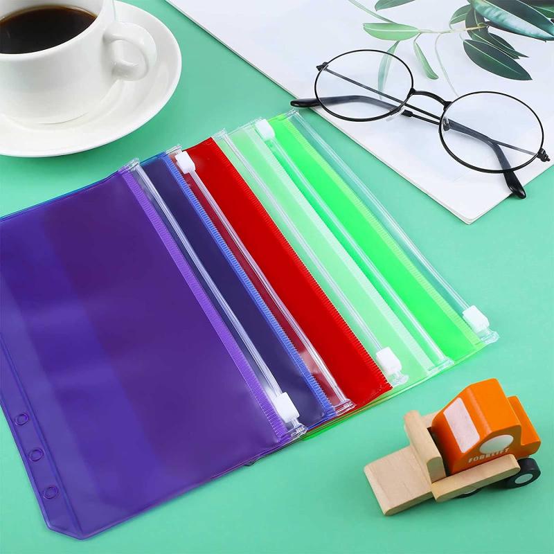 12pcs A6 Binder PVC Pocket Notebook Colorful Waterproof Zipper Folders