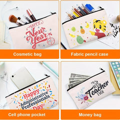 10pcs Blank Canvas Zipper Pouches DIY Crafts & Cosmetic Bag