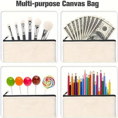 10pcs Blank Canvas Zipper Pouches DIY Crafts & Cosmetic Bag