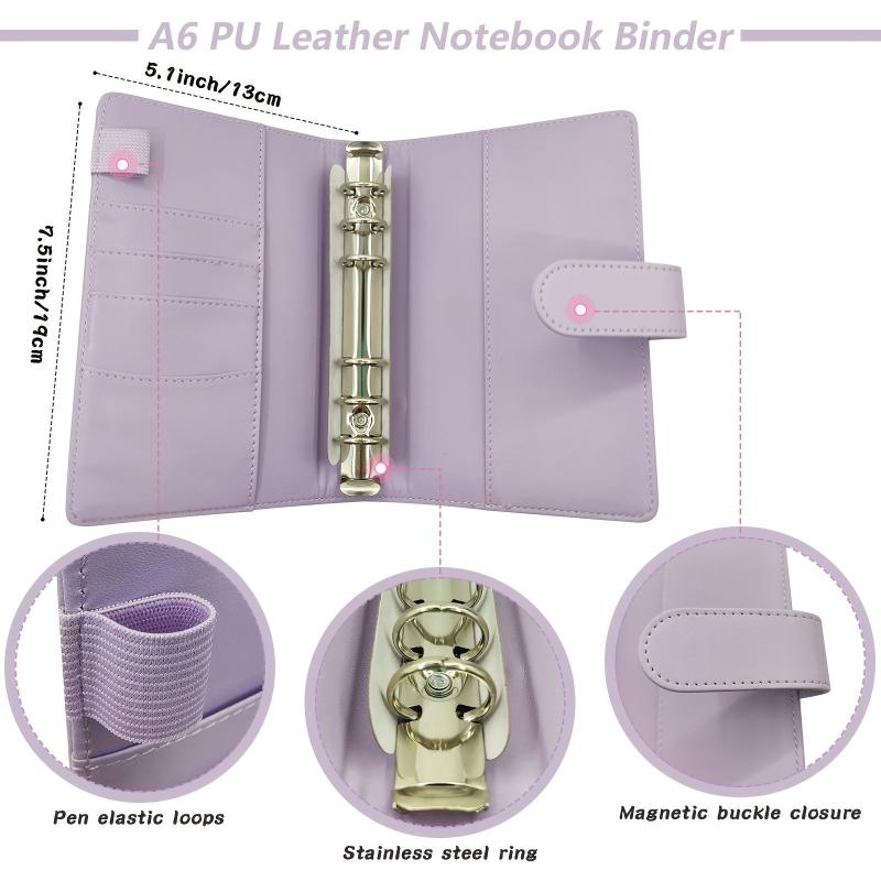 Faux Leather A6 Budget Planner Binder with Cash Envelopes & Expense Budget