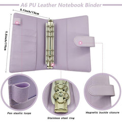 Faux Leather A6 Budget Planner Binder with Cash Envelopes & Expense Budget