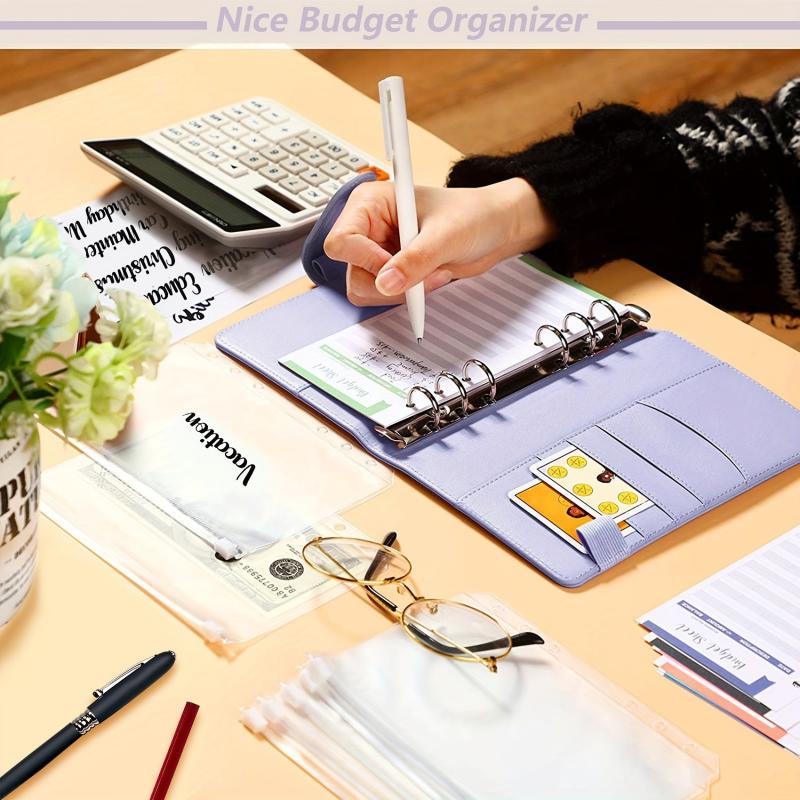 Faux Leather A6 Budget Planner Binder with Cash Envelopes & Expense Budget