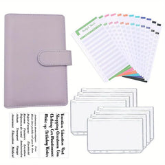 Faux Leather A6 Budget Planner Binder with Cash Envelopes & Expense Budget