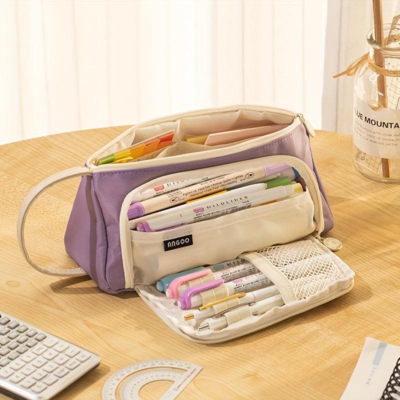 Triangle Window Pencil Case Large Capacity Pen Stationery Box For Students
