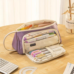 Triangle Window Pencil Case Large Capacity Pen Stationery Box For Students
