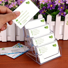 Vertical Transparent Business Card Case with 4 Layers, 4 Grids