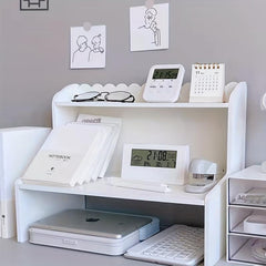 Desktop Storage Rack Wooden Double Layer Cosmetics Student Desk Storage