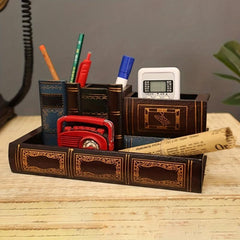 Retro Wood Pen Holder Desk Organizer