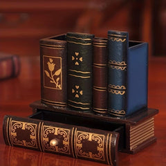 Retro Wood Pen Holder Desk Organizer
