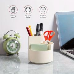 Rotating Pen Holder 3 Divided Slots Revolving Pencil Cup Stationery Organizer