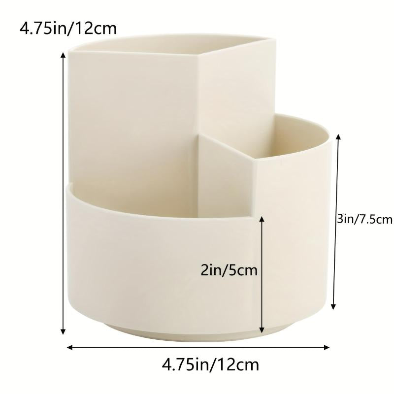 Rotating Pen Holder 3 Divided Slots Revolving Pencil Cup Stationery Organizer