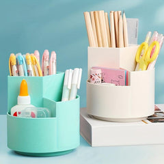 Rotating Pen Holder 3 Divided Slots Revolving Pencil Cup Stationery Organizer