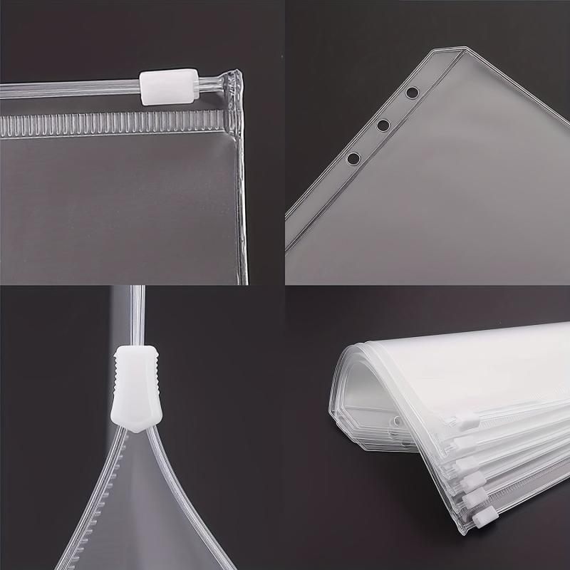 10/20pcs A6 Budget Binder Pockets Clear Zipper Folder 6 Holes For Cash Envelope