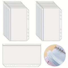 10/20pcs A6 Budget Binder Pockets Clear Zipper Folder 6 Holes For Cash Envelope
