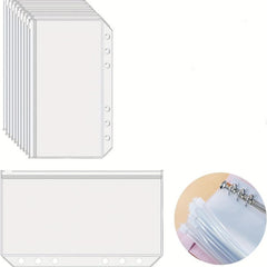 10/20pcs A6 Budget Binder Pockets Clear Zipper Folder 6 Holes For Cash Envelope