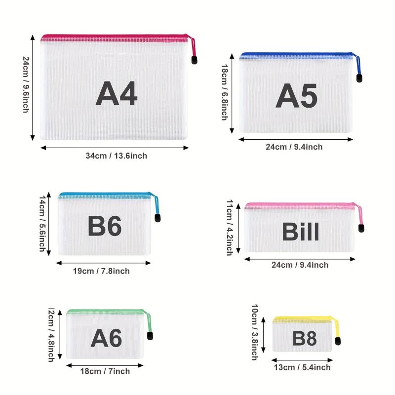 16pcs Mesh Zipper Pouch Waterproof Colored PVC Travel Bags