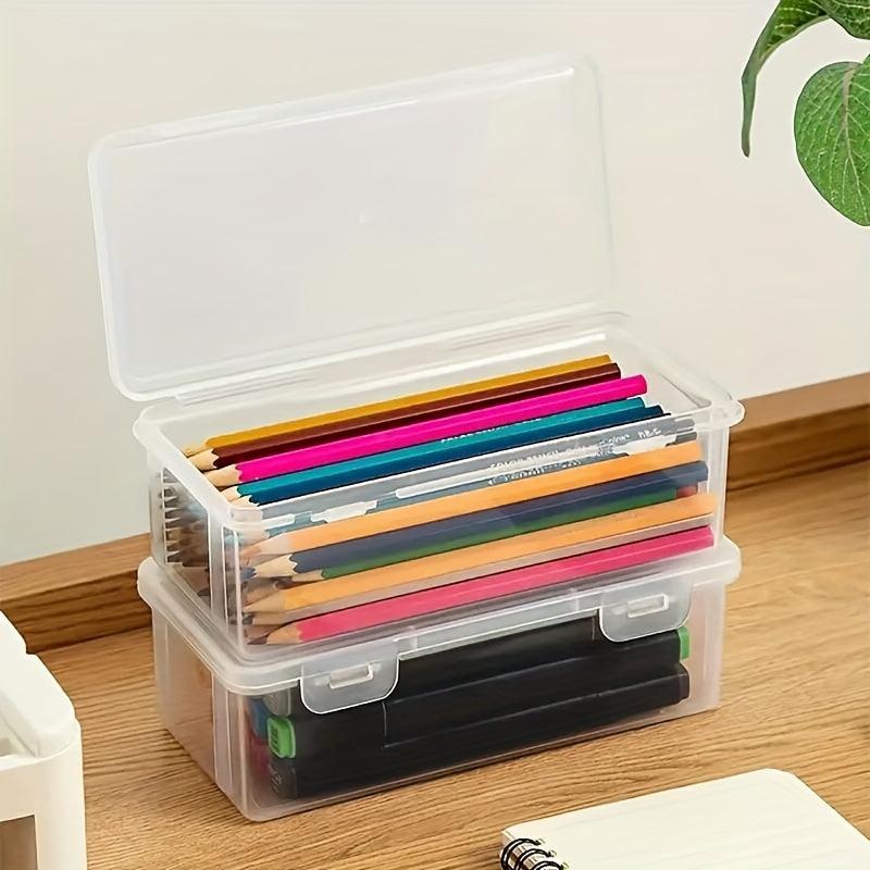 Translucent Plastic Pencil Case Stackable Office Storage
