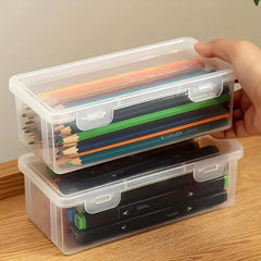 Translucent Plastic Pencil Case Stackable Office Storage