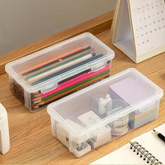 Translucent Plastic Pencil Case Stackable Office Storage