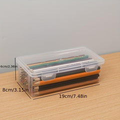 Translucent Plastic Pencil Case Stackable Office Storage