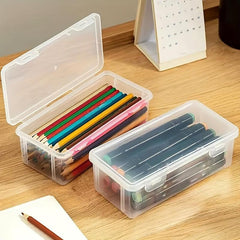Translucent Plastic Pencil Case Stackable Office Storage