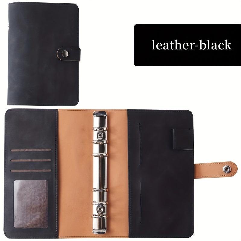 Leather A6 Notebook Binder for Receipts and Change Storage