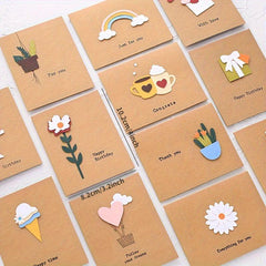 12pcs 3D Greeting Cards with Envelope Birthday Gift Thanksgiving Blessing