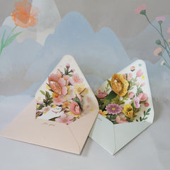 3D Flowers & Cat Pop Up Greeting Card Romantic Wedding Invitation