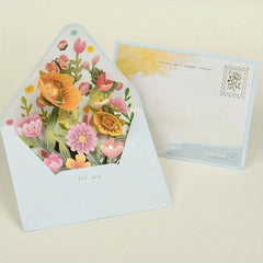 3D Flowers & Cat Pop Up Greeting Card Romantic Wedding Invitation