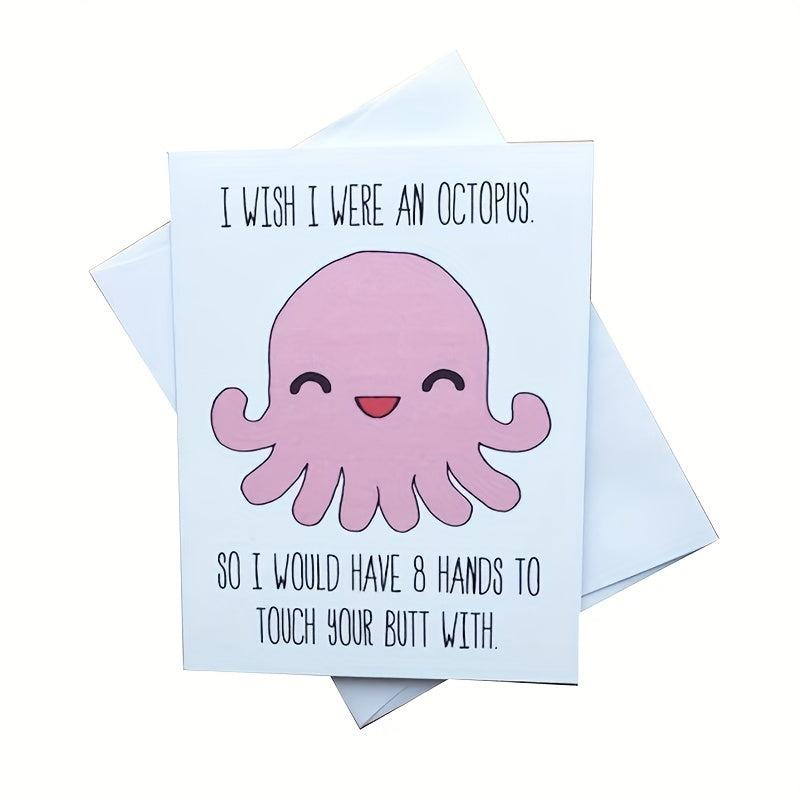 Funny Octopus Love Card - Romantic Anniversary Greeting for Husband
