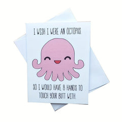 Funny Octopus Love Card - Romantic Anniversary Greeting for Husband