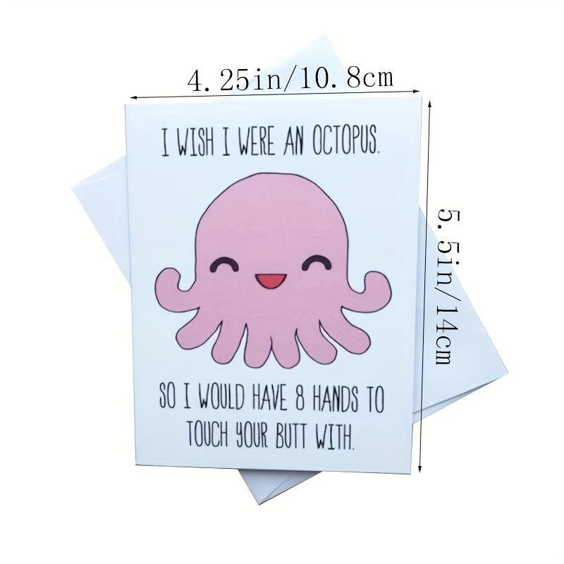 Funny Octopus Love Card - Romantic Anniversary Greeting for Husband