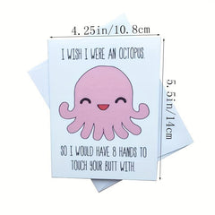 Funny Octopus Love Card - Romantic Anniversary Greeting for Husband