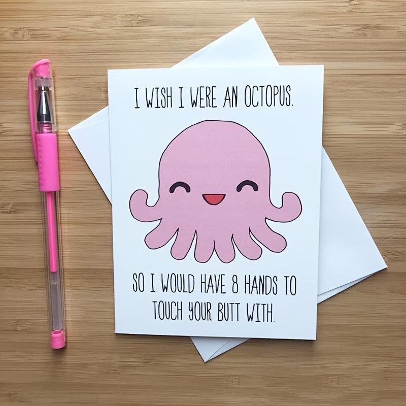 Funny Octopus Love Card - Romantic Anniversary Greeting for Husband
