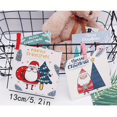 30pcs Christmas Greeting Card with Santa Claus Snowman Blessing Message