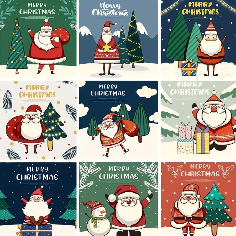30pcs Christmas Greeting Card with Santa Claus Snowman Blessing Message