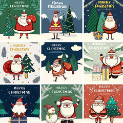 30pcs Christmas Greeting Card with Santa Claus Snowman Blessing Message
