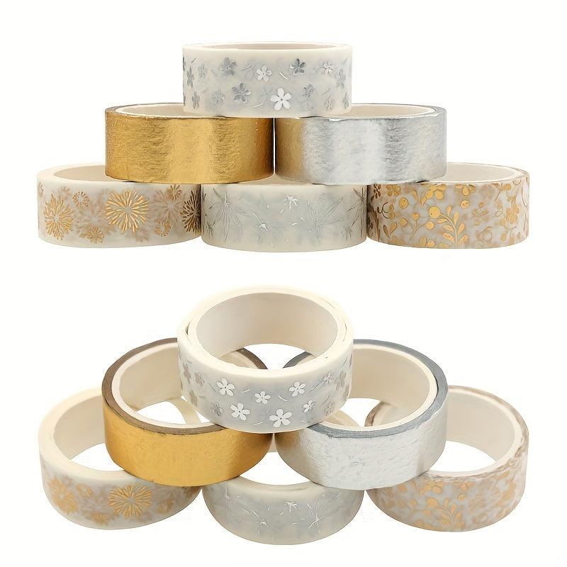 6 Piece Flower Plant Foil Washi Tape Set - Elegant Craft Decoration