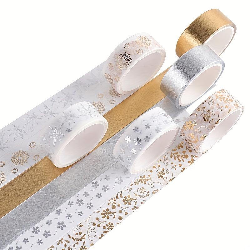 6 Piece Flower Plant Foil Washi Tape Set - Elegant Craft Decoration