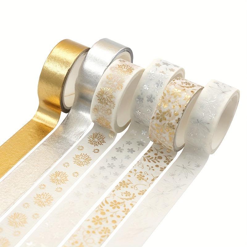 6 Piece Flower Plant Foil Washi Tape Set - Elegant Craft Decoration