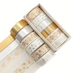 6 Piece Flower Plant Foil Washi Tape Set - Elegant Craft Decoration