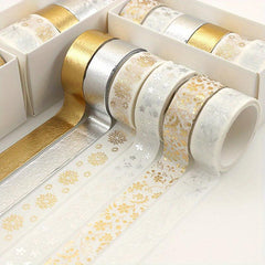 6 Piece Flower Plant Foil Washi Tape Set - Elegant Craft Decoration