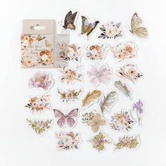 46 Sheets Flowers and Butterflies Boxed Stickers for Scrapbook Decor