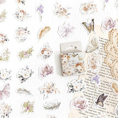 46 Sheets Flowers and Butterflies Boxed Stickers for Scrapbook Decor